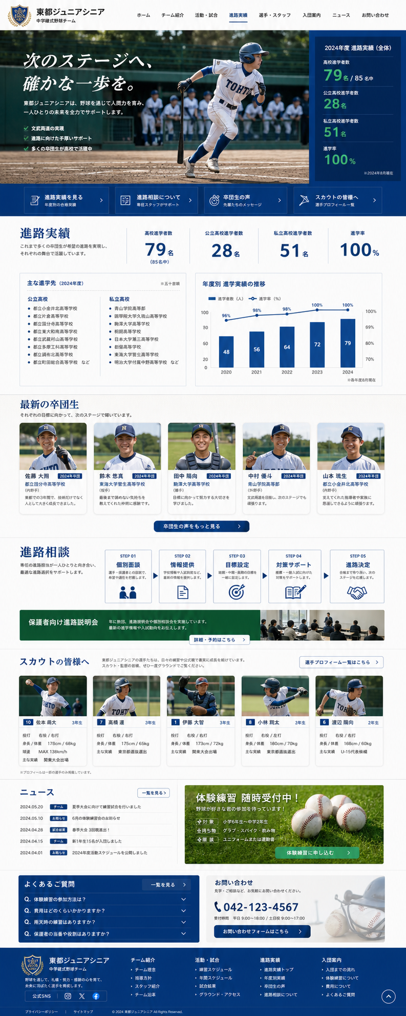 高校進学実績型のホームページサンプル